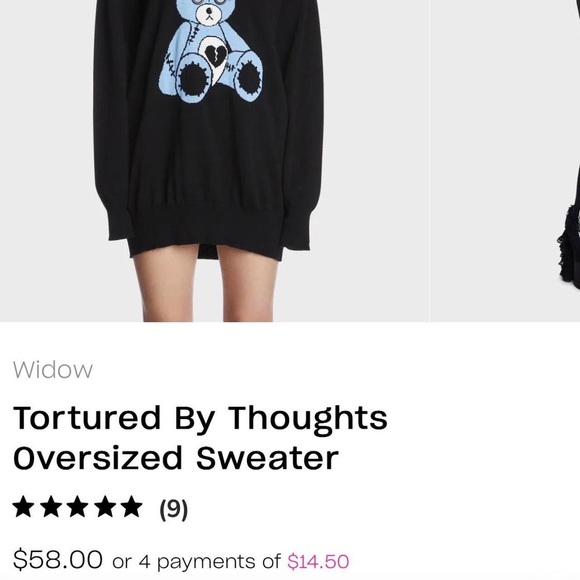 edgy bunny rag doll gothic oversized sweater with lolita babydoll lace collar - Picture 5 of 6